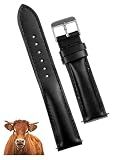 vinacreations 20mm Vintage Black Leather Watch Band Men Quick Release Replacement Strap Soft Handmade Wristband Stainless Steel Buckle, Christmas Fathers Day Gift for Dad Son Husband DH-201-20MM