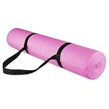 Fitvids All-Purpose 1/4-Inch High Density Anti-Tear Exercise Yoga Mat with Carrying Strap, Pink