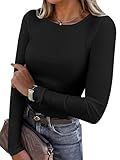ANRABESS Women Long Sleeve Shirts Rib Knit Slim Fit Tops Basic Tee 2025 Fall Outfits Casual T-Shirt Underscrubs Layer Clothes Black Medium
