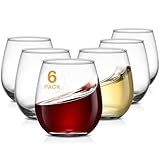 Meolibour Large Stemless Wine Glasses Set of 6, 17 Ounces Red & White Wine Glasses Tumbler for Party, Clear Drink Glasses, Ideal Wine Accessories Gift, Lead-free, Dishwasher Safe
