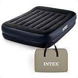 Intex Air Mattress, 64123ED Dura-Beam Plus Pillow Rest Fiber-Tech – Queen Size – Built-in Electric Pump – 16.5in Bed Height – 600lb Weight Capacity
