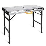 WORKESS Metal Welding Table Folding 1000 lbs Load Capacity Heavy Duty Steel Construction Workbench for Welding Adjustable 7 Level Height
