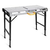 WORKESS Metal Welding Table Folding 1000 lbs Load Capacity Heavy Duty Steel Construction Workbench for Welding Adjustable 7 Level Height