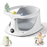 Baby Bath Seat for Babies 6 Months & Up - Bathtub Seats for Babies Sitting Up with Rinse Cup, Non-Slip, Comfortable, Infant Bath Essentials, Gray