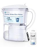 Electric Water Filter Pitcher for Tap and Drinking Water,1-Min Fast Filtration, Removes 99.99% of Lead, Chlorine, with 5-Stage Advanced, 6-Month Long-Life Filter,34oz, EWP-PE1