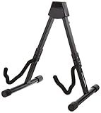 Amazon Basics Portable Adjustable Folding Guitar Stand for Electric and Acoustic Guitars, A-shape, Fully Assembled with Padded Foam, Black, 8.66 x 15.16 x 3.74 inches