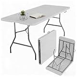 Folding Table 72" x 30" - Heavy Duty Plastic Table with Handle, Foldable & Portable, Fold-in-Half Utility Tables for Outdoor, Dining, Wedding, Events, Indoor, Picnic, Camping, Party (White)