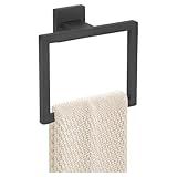 JOPOFI Towel Ring - Thicken SUS 304 Stainless Steel Towel Holder, Towel Racks for Bathroom, Square Modern Design Hand Towel Holder, Contemporary Hand Towel Bar - Matte Black