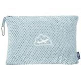 BEDELITE Travel Blanket with Bag, Ultra-Soft Jacquard Fleece Blanket with Luggage Sleeve & Backpack Clip, Airplane Blanket Travel Essentials, Blue