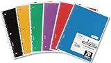 Mead Spiral Notebook, 1 Subject, College Ruled Paper, 7-1/2" x 10-1/2", 70 Sheets per Notebook, Colors Will Vary, 6 Pack (73065)