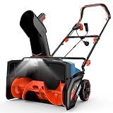 SENIX Corded Snow Blower High-Efficiency 880lbs/min, 15Amp 21 inch Electric Snow Thrower, 33FT Max Distance, 180° Rotating Chute & LED Lights ETL Certified for Driveway Sidewalk Winter Use