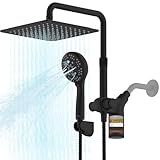 Ryamen Upgraded Dual Shower Heads Combo, 10 inch Filtered Shower Head with Handheld, 3-Way Rain Shower Head with Filters, 7 Settings Handheld Spray, High Pressure, Height Adjustable (Black)