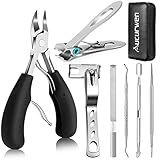 Toenail Clippers for Seniors Thick Toenails, Aucurwen Heavy Duty Toe Nail Clippers Adult Thick Nails Long Handle, Large Toenail Clippers for Thick Nails 7Pcs