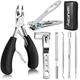 Toenail Clippers for Seniors Thick Toenails, Aucurwen Heavy Duty Toe Nail Clippers Adult Thick Nails Long Handle, Large Toenail Clippers for Thick Nails 7Pcs