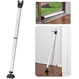 Door Security Bar Upgraded Door Stoppers Adjustable Sliding Glass Door Security Bar 2 in 1 Heavy Duty Door Jammer Sliding Patio Bar for Home, Apartment, Travel, School, Dorm (1 Pack,White)