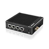 VNOPN Fanless Firewall Appliance Intel N3700/N3710 4C/4T, Firewall Mini PC 4 x Intel i225/i226 LAN Ports DDR3 mSATA SSD, Network Gateway Soft Router, Support P-F-Sense AES NI HD/VGA/Wi-Fi (8G 128G)