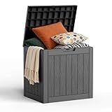 MAIUSCOLI 30 Gallon Outdoor Deck Box, Lockable Waterproof Outdoor Storage Boxes For Garden Tools,Indoor Cushions,Accessories Outside Storage Resin Weatherproof Container(Black)