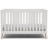 Delta Children Essex 4-in-1 Convertible Baby Crib, Bianca White with Natural Legs