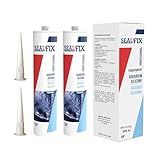 Seal/Fix Aquarium Silicone Sealant Clear – Fish-Safe Silicone for Freshwater & Saltwater Tanks, Waterproof, Non-Toxic, Flexible Bonding for Glass, Leak Repair & Decoration (2 x 10.1 fl oz, 2 Pack)