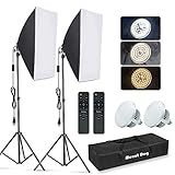 MOUNTDOG Softbox Lighting Kit, 2x19.7"x27.5" Photography Continuous Lighting System with 2pcs 85W 5700K E27 Socket LED Bulbs and Remote for Portrait Product Fashion Photography