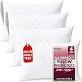 Set of 4 Pillow Protectors with Zipper King Size, Pillow Covers