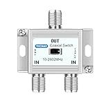 TKCHAX 2 Way Coaxial Cable AB Switch 10-2602MHz with Nickel Plated Connectors,RG59 RG6 Compatible,Work with HDTV, Satellite TV,Antenna System and Video Games