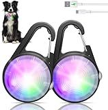 Dog Collar Light, 4 Modes Dog Lights for Night Walking, Rechargeable LED Pet Collar Light for Nighttime Clip on, IP68 Waterproof Pet Walking Accessories-2 Pack(Black)