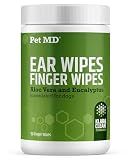 Pet MD Dog Ear Finger Wipes - with Eucalyptus & Aloe Vera for Dogs - 50 ct