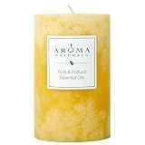 Aroma Naturals Essential Oil Orange and Lemongrass Scented Pillar Candle, Ambiance, 2.5 inch x 4 inch, Yellow