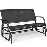 KROFEM Outdoor Glider Bench, Glider Bench for Outside Patio, Black