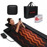 BTWS Infrared Sauna Blanket –Low EMF Safe with Support Pillow,Size 6 ft x 2.6 ft,Durable PU Leather Cover Detox & Relaxation at Home Adjustable Timer,5 Pcs Detox Bags,Gifts for Family