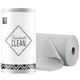 Fantasticlean Microfiber Cleaning Cloth Roll -75 Pack, Tear Away Microfiber Towels, 12" x 12", Reusable, Washable, Scratch Free, Ultra Absorbent Dishcloth for All-Around Cleaning Supplies (Grey)