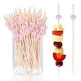 JtmyAota 100 Pcs Pearl Toothpicks for Appetizers, 4.7 Inch Pearl Cocktail Picks for Party Decoration, Appetizer Skewers for Charcuterie Sandwich Burgers Fruit Drinks Party (Pink)