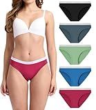 BAMBOO COOL Womens Underwear Soft Bikini High Cut Panties Stretch Moisture Wicking Panties for Women, 5-Pack