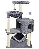 YUNIQUE Cat Tree with Cat Condo and Big Hammock, Grey
