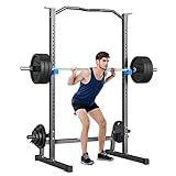 BEKING Squat Rack,All-in-ONE Power Rack Cage with Pull Up Bar,Adjustable Power Cage with Barbell Rack & Weight Plate Storage,Strength Training Workout Station for Home Gym Fitness,Space-Saving Design