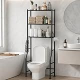 GloTika 3-Tier Over Toilet Storage, Anti-Tilt, 64" H, Black