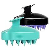 HEETA Hair Scalp Massager Shampoo Brush 2 Pack, Soft Silicone Bristles to Remove Dandruff, Waterproof Hair Scrubber for Both Wet Dry Use, Suitable for Men & Women (Green & Black)