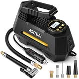 AstroAI AIRUN H Tire Inflator Portable Air Compressor, 12V DC Tire Inflator, Auto Shut-Off with Digital Pressure Gauge & LED Light, Fast Inflation for Car, Motorcycle, Bike Tires, 9.8Ft Cord, Yellow