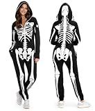 Tipsy Elves Skeleton Halloween Jumpsuit Costume for Women - White