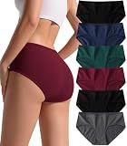 PNQUNZ Cotton Underwear for Women, Mid Rise Hipster Panties, 6 Pack