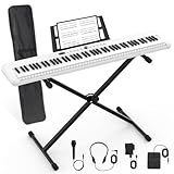88 Key Piano Keyboard,Beginner Electric Digital Piano with Semi Weighted Keys,Keyboard Piano withSustain Pedal, Power Supply, Stand, Carrying Case,Headphones