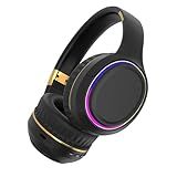 HEHE STYLI Foldable Wireless Over-Ear Headphones with RGB Lights, Bluetooth Headphones for Cell Phone, PC, Laptop, Suitable for Music, School, Workouts, and Gaming (Black)
