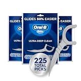 Oral-B Glide Ultra Deep Clean Floss Picks, Removes Food and Plaque, Cool Mint Flavor, 75 Count, Pack of 3