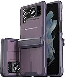 CaseBorne V Compatible with Samsung Galaxy Z Flip 4 Case/Flip 3 Case - Rugged Protective Case with Semi-Auto Hinger Cover, Full Body Multi-Layer Cover (Purple)