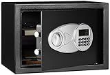Amazon Basics Steel Security Safe and Lock Box with Electronic Keypad, for Cash, Jewelry, Documents, Black, 0.5 Cubic Feet, 13.8" W x 9.8" D x 9.8" H