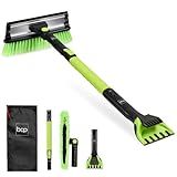 Best Choice Products Snow Brush with Squeegee & Ice Scraper, Up to 39" Extendable Foam Grip, 270° Pivoting Snow Brush for Car Truck SUV, Storage Bag Included - Lime