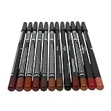 12 pcs, 12 Colors Brown Tone Italia Deluxe Ultra Fine Lip Liner & Eyeliner Set, Creamy, Long Lasting, High Pigmented Pencil, Various Shades of Brown