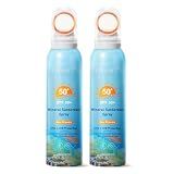 Reef Safe Mineral Sunscreen Spray SPF 50+ with Zinc Oxide, Broad Spectrum UVA/UVB Protection, Lightweight Non-Greasy, Travel Size Sunscreen for Face & Body, Water & Sweat Resistant, 6.76 oz(2 Pack)