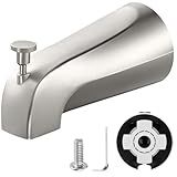 Tub Spout with Pull Down Diverter – Slip-Fit Bathtub Faucet Spout Replacement, 1/2” Copper Pipe Connection, Easy Installation, Universal for Bathroom Shower (Brushed Nickel)